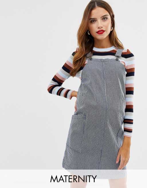 Striped shop dungaree dress