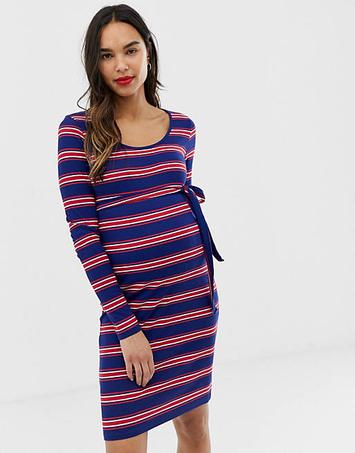 Mamalicious maternity stripe rib jersey dress | ASOS
