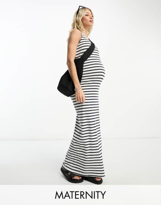 Mamalicious Maternity – Sukienka maxi bodycon we wzór w paski