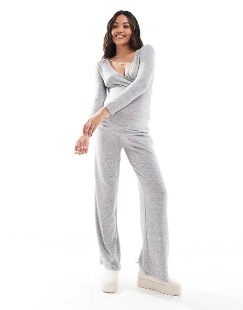 Mamalicious maternity supersoft top and jogger lounge co-ord in grey melange - view 1