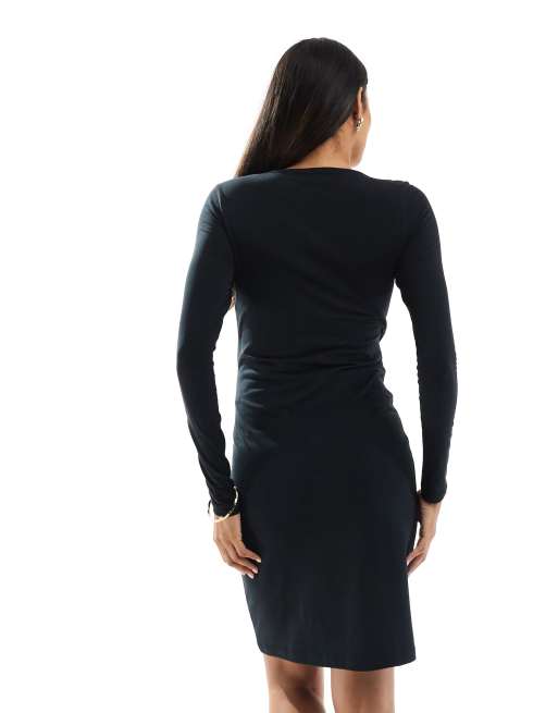 Mamalicious – Maternity – Svart miniklänning i jersey med långa ärmar, 4 av 4