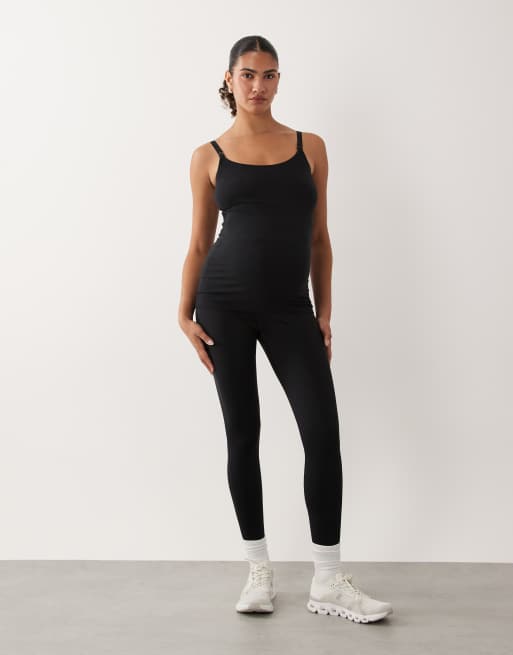Mamalicious Maternity – Svart och chokladbrunt linne i seamless design, 2-pack, 2 av 4