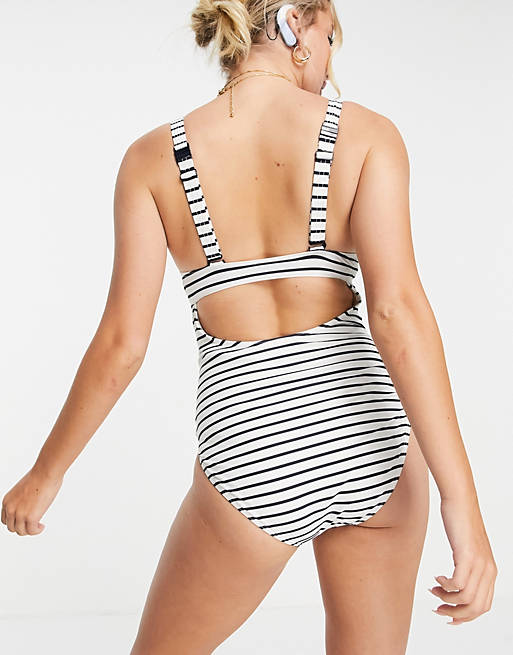 Swimwear & Beachwear Mamalicious Maternity swimsuit in mono stripe 