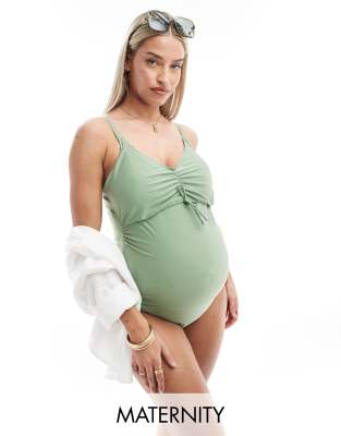 Mamalicious Maternity swimsuit in sage green