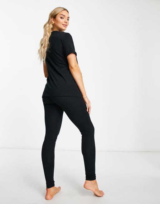 Mamalicious Maternity t-shirt & legging set in black | ASOS