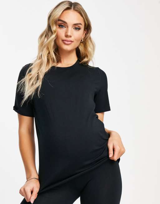 Mamalicious Maternity t-shirt & legging set in black | ASOS