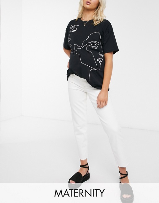 Mamalicious Maternity t-shirt with face print in black