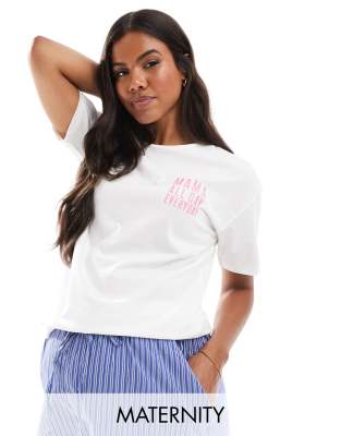 Mama.licious Mamalicious Maternity t-shirt with 'Mama All Day Everyday' embroidery in white
