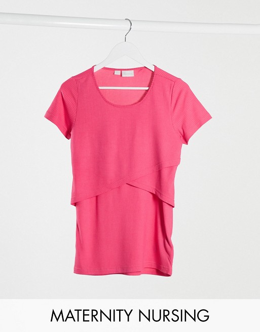 Mamalicious Maternity t-shirt with nursing function in pink
