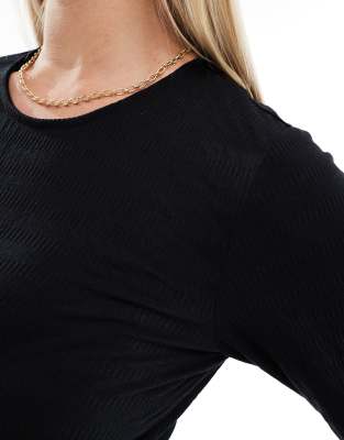 Mama.licious Mamalicious Maternity Textured Flared Sleeve Top In Black