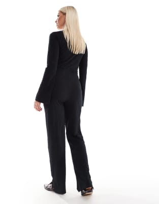 Mama.licious Mamalicious Maternity Textured Straight Leg Pants In Black