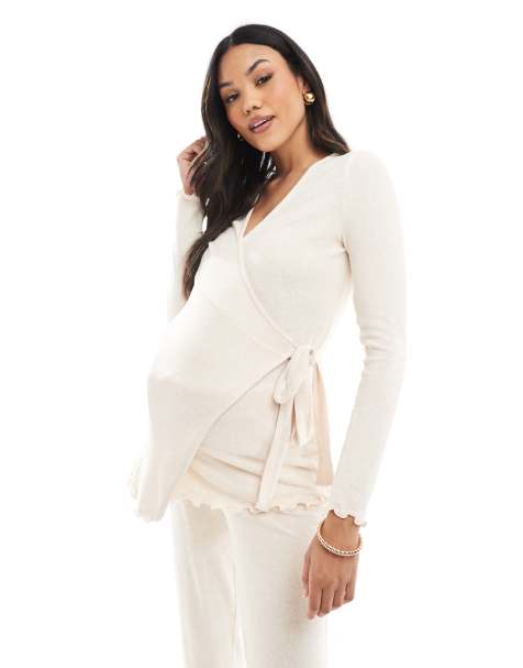 Mamalicious Maternity - Top a portafoglio morbidissimo color panna mélange in coordinato - view 1