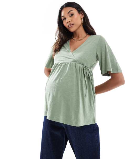 Mamalicious Maternity - Top in jersey a portafoglio kaki - view 1