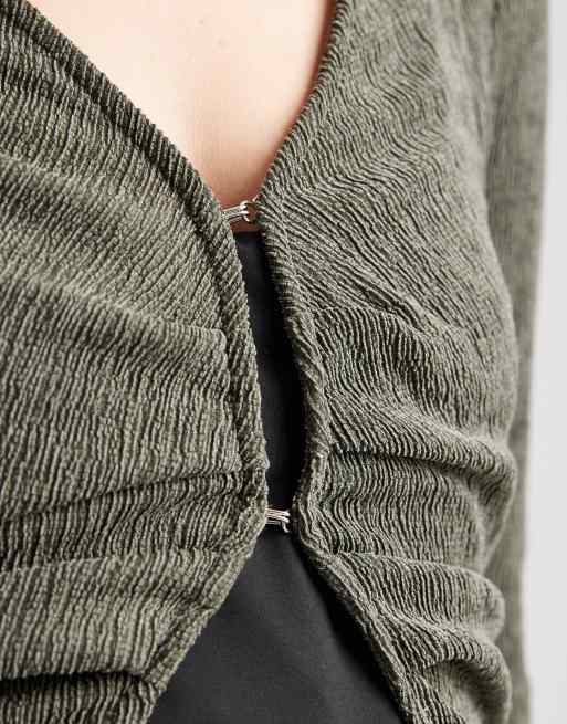 Mamalicious Maternity - Top in jersey morbido kaki a coste in coordinato, 3 di 4