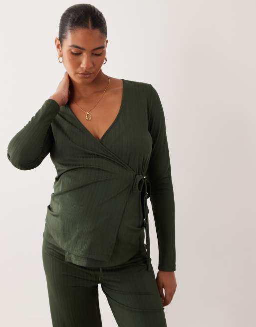 Mamalicious Maternity - Coordinato in jersey a coste verde scuro, 3 di 3