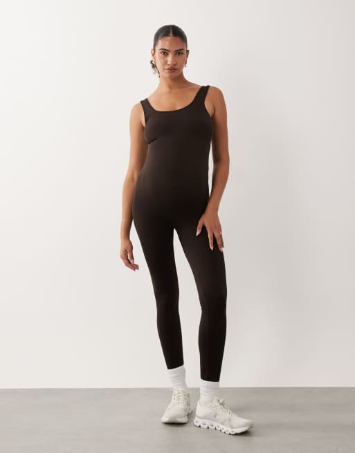 Mamalicious Maternity - Tuta jumpsuit senza cuciture color cioccolato, 1 di 4