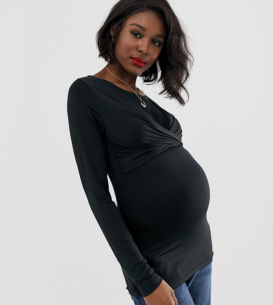 Mamalicious maternity twist front top-Black
