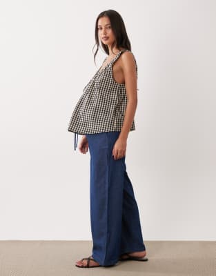 Mama.licious Mamalicious Maternity Under The Bump Drawstring Chambray Jeans In Multi