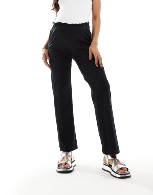 Mamalicious Maternity under the bump lightweight summer wide leg trousers in black, 4 of 5