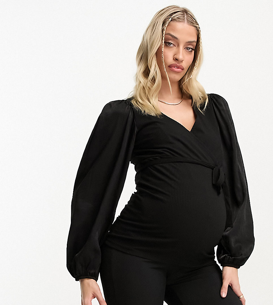 MAMALICIOUS Mama.licious Maternity v-neck blouse in black