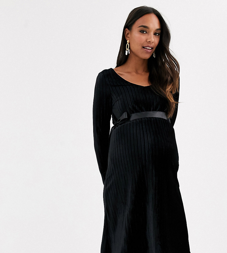 Mamalicious maternity velvet dress in black