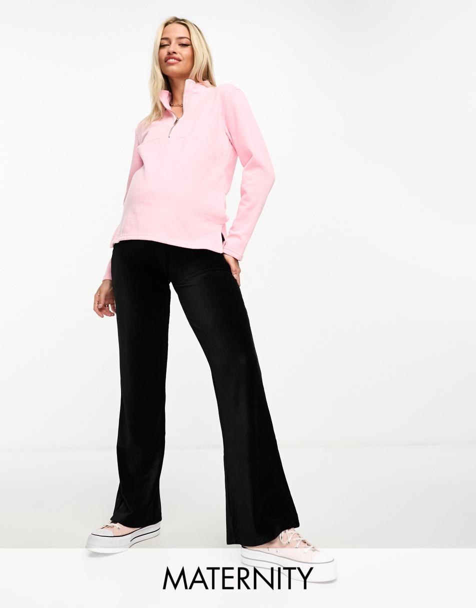 Mamalicious Maternity velvet flare trousers in black