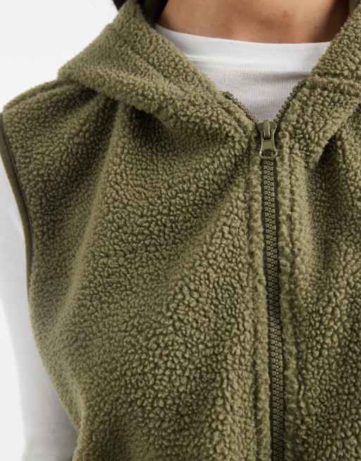 Mamalicious Maternity - Veste sans manches duveteuse 3-en-1 avec devant amovible - Kaki foncé, 3 de 4