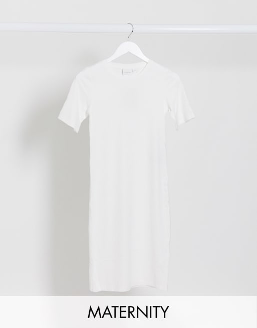 Mamalicious Maternity - Vestito a fascia bianco a coste