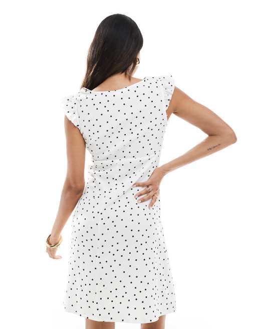 Mamalicious Maternity - Vestito al ginocchio in jersey bianco a pois con volant, 2 di 4