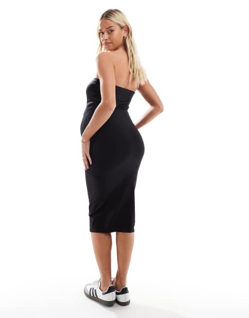 Mamalicious Maternity - Vestito midi a fascia nero senza cuciture, 2 di 4