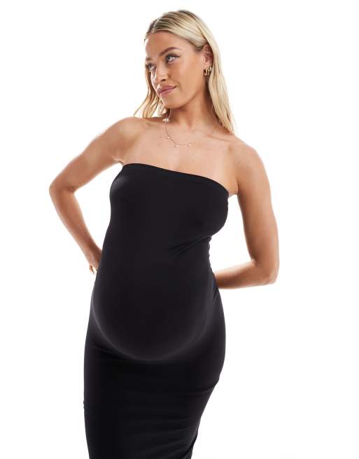 Mamalicious Maternity - Vestito midi a fascia nero senza cuciture, 4 di 4