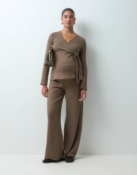 Mamalicious Maternity vida byxor i jersey i set i ljusbrun - view 1