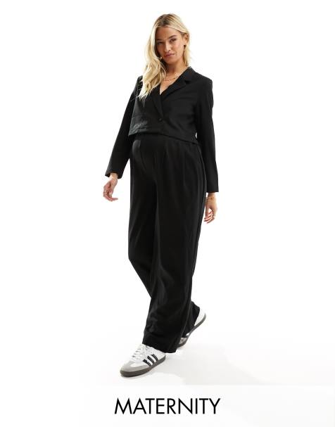 Mamalicious maternity wide leg glitter pants in black - part of a set - view 1