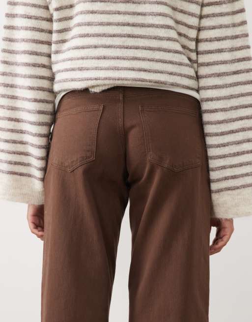 Mamalicious Maternity wide leg jeans with soft over the bump band in chocolate brown, 4 of 5