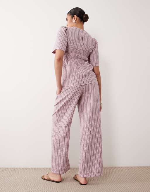 Mamalicious Maternity wide leg pants in pink gingham print - part of a set, 3 of 5