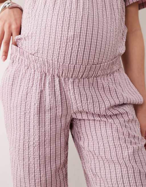 Mamalicious Maternity wide leg pants in pink gingham print - part of a set, 4 of 5
