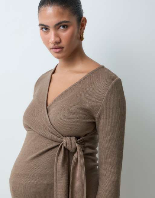 Mamalicious Maternity jersey set in light brown, 3 of 3