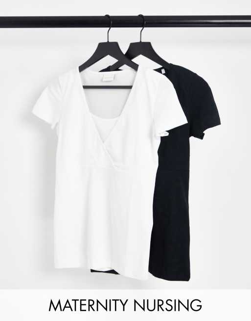 Mamalicious Maternity – Zestaw 2 bawełnianych topów dla karmiącej mamy – MULTI