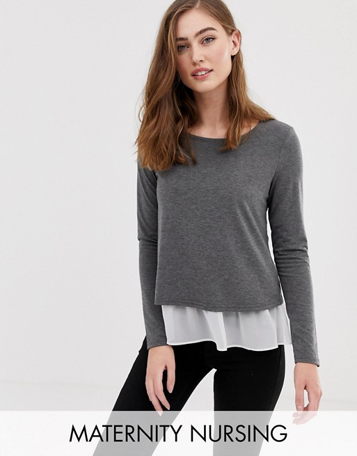 Mamalicious Nursing double layer top in grey