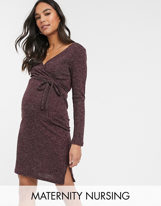 Mamalicious nursing dress with fluted sleeves