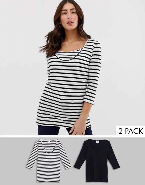 Mamalicious nursing organic cotton mixed 2 pack 3/4 sleeve tops