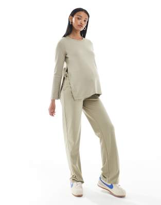 Mama.licious Mamalicious Over The Bump Jersey Pants In Green