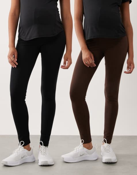 Mamalicious - pack de 2 leggings premamá en negro y marrón chocolate - view 1
