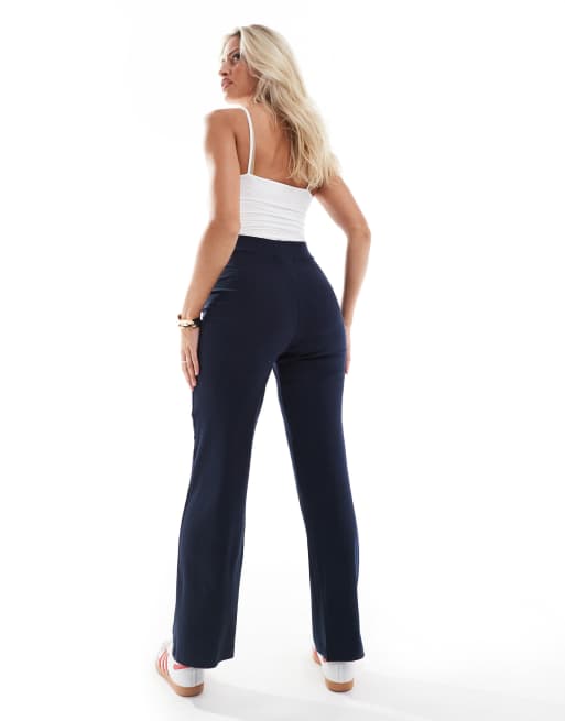 Mamalicious Pantalon de grossesse large ultra cotele Bleu marine