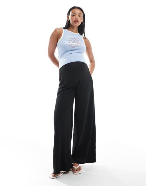 Mamalicious - Pantalon large en jersey avec liens à la taille - Noir - view 1