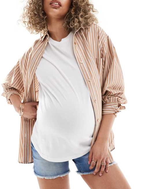 Jeans Donna MAMA.LICIOUS – Vita Media, Tasche Posteriori E Laterali, Orlo Aperto, Fascia Addominale Di Supporto E Vita Elasticizzata