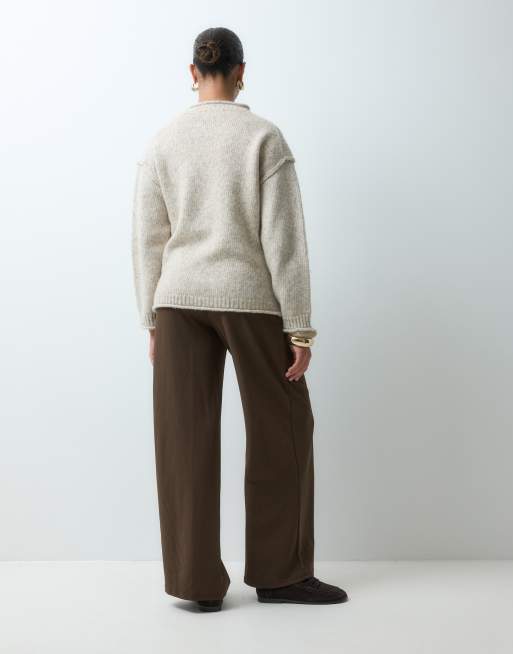 Mamalicious premaman pantaloni in jersey a gamba larga sopra la pancia marrone scuro, 3 di 5