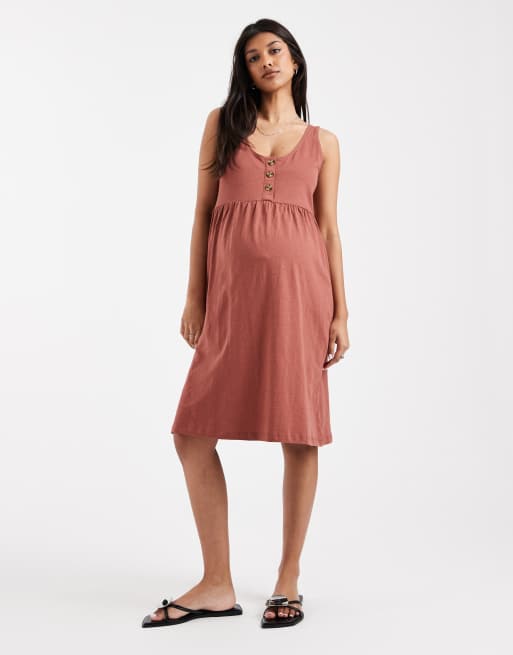Mamalicious - Robe d'été de grossesse et d'allaitement courte boutonnée double fonction - Bordeaux, 2 de 4