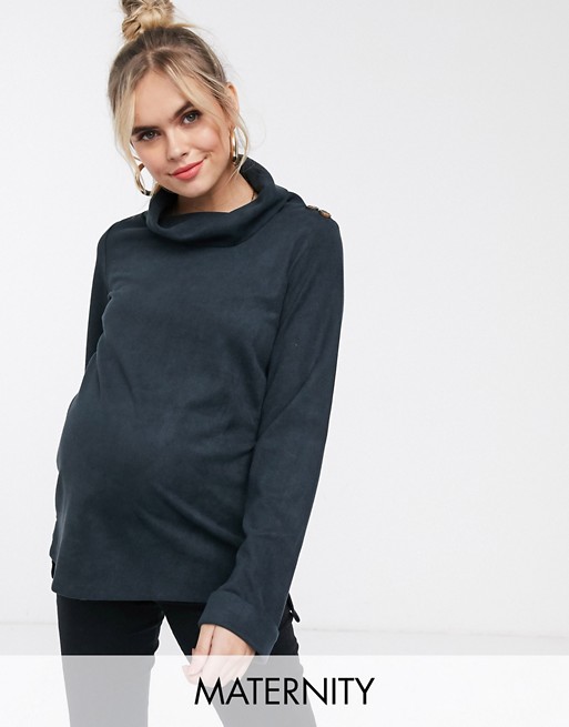 Mamalicious roll neck jumper with button detail