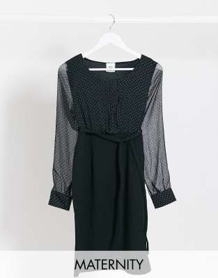 navy midi dress long sleeve